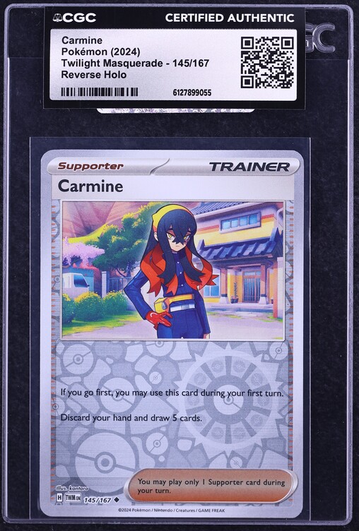 2024 Pokemon Scarlet & Violet Twilight Masquerade Reverse Holo Carmine #145 CGC AUTH