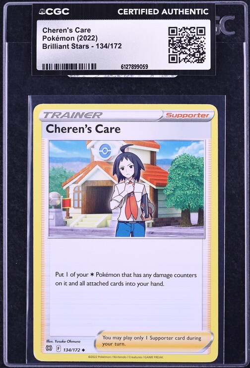 2022 Pokemon Sword & Shield Brilliant Stars Cheren's Care #134 CGC AUTH