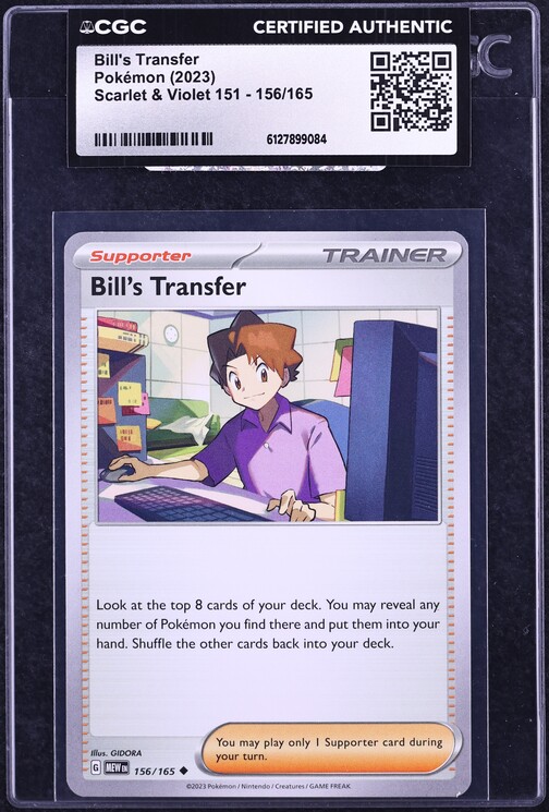 2023 Pokemon Scarlet & Violet 151 Bill's Transfer #156 CGC AUTH