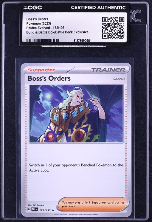 2023 Pokemon Scarlet & Violet Paldea Evolved Build Battle Box Deck Boss's Orders #172 CGC AUTH