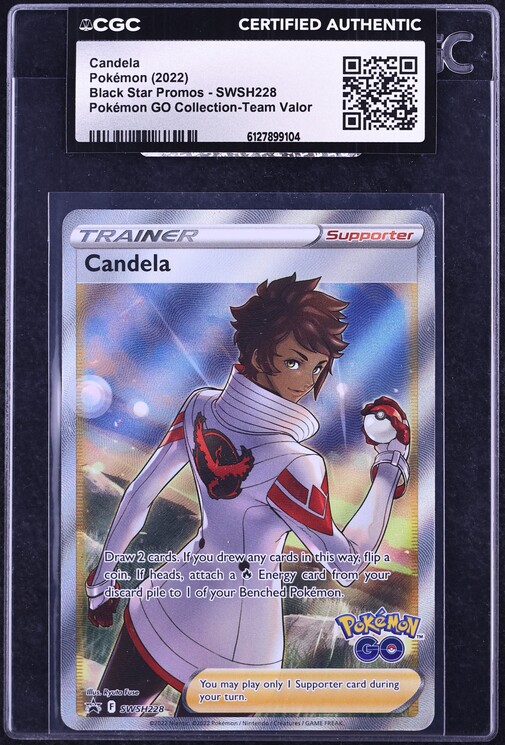 2022 Pokemon Sword & Shield Promo GO Collection Team Valor Full Art Candela #SWSH228 CGC AUTH