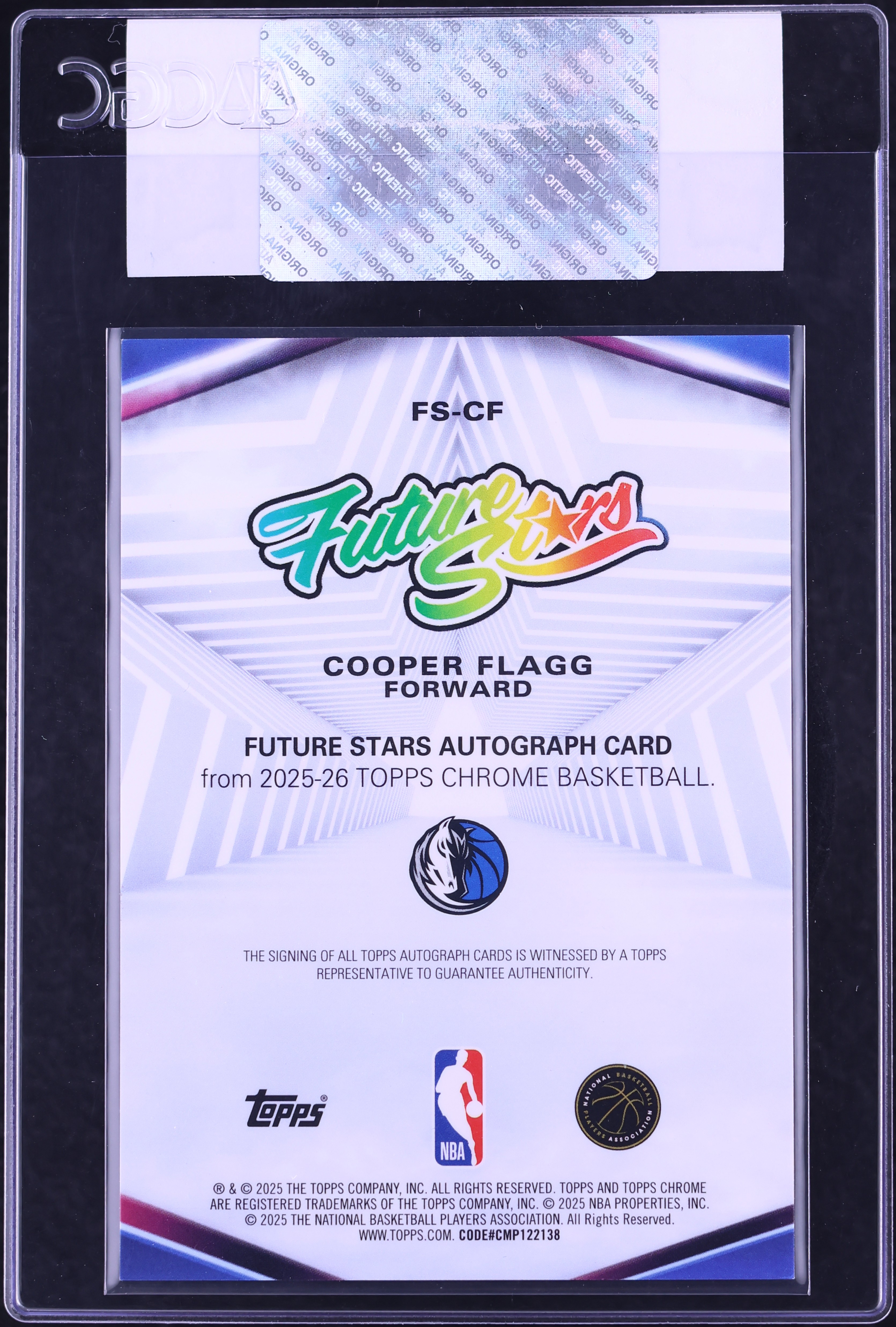 2025 Topps Chrome Future Stars Gold Refractor Cooper Flagg ROOKIE