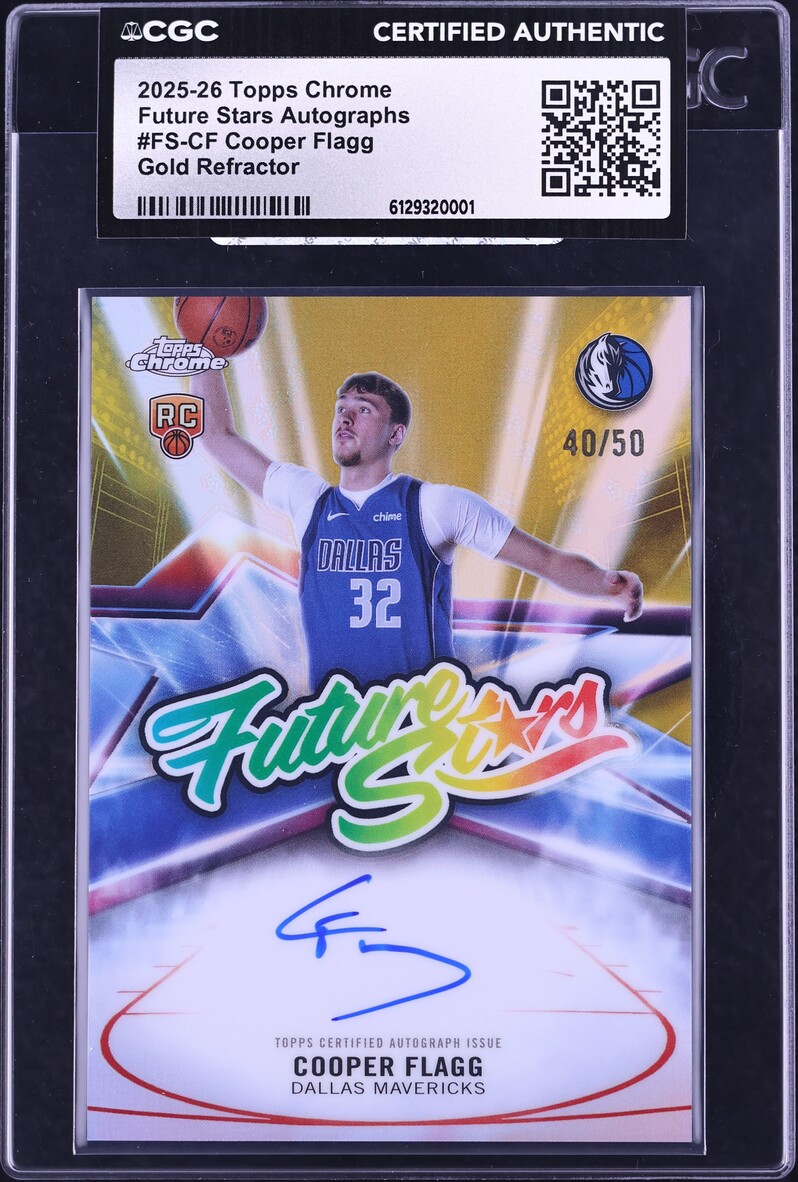 2025 Topps Chrome Future Stars Gold Refractor Cooper Flagg ROOKIE AUTO /50 #FS-CF CGC AUTH