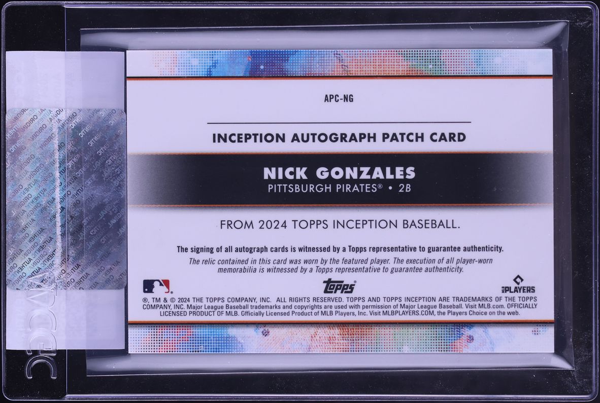 2024 Topps Inception Nick Gonzales ROOKIE PATCH AUTO /200 #APC-NG CGC AUTH