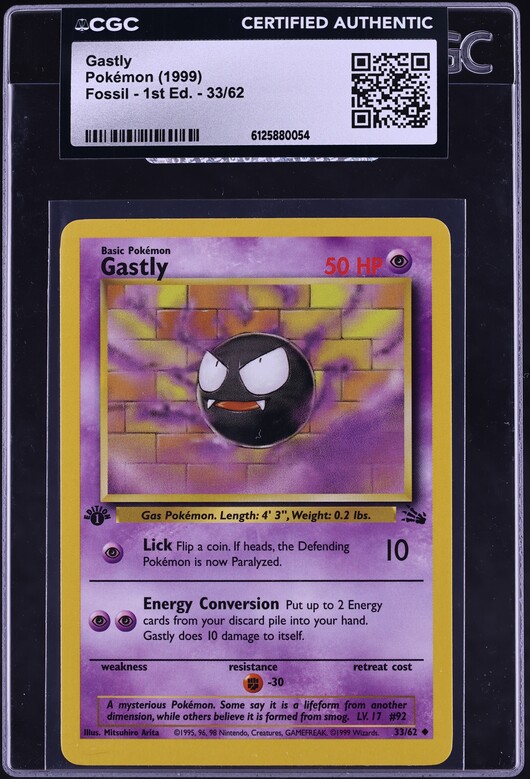 first edition gastly pokemon card  Base Set #50(Shadowless) If a Pokemon K 1999 Pokemon Base Set Shadowless