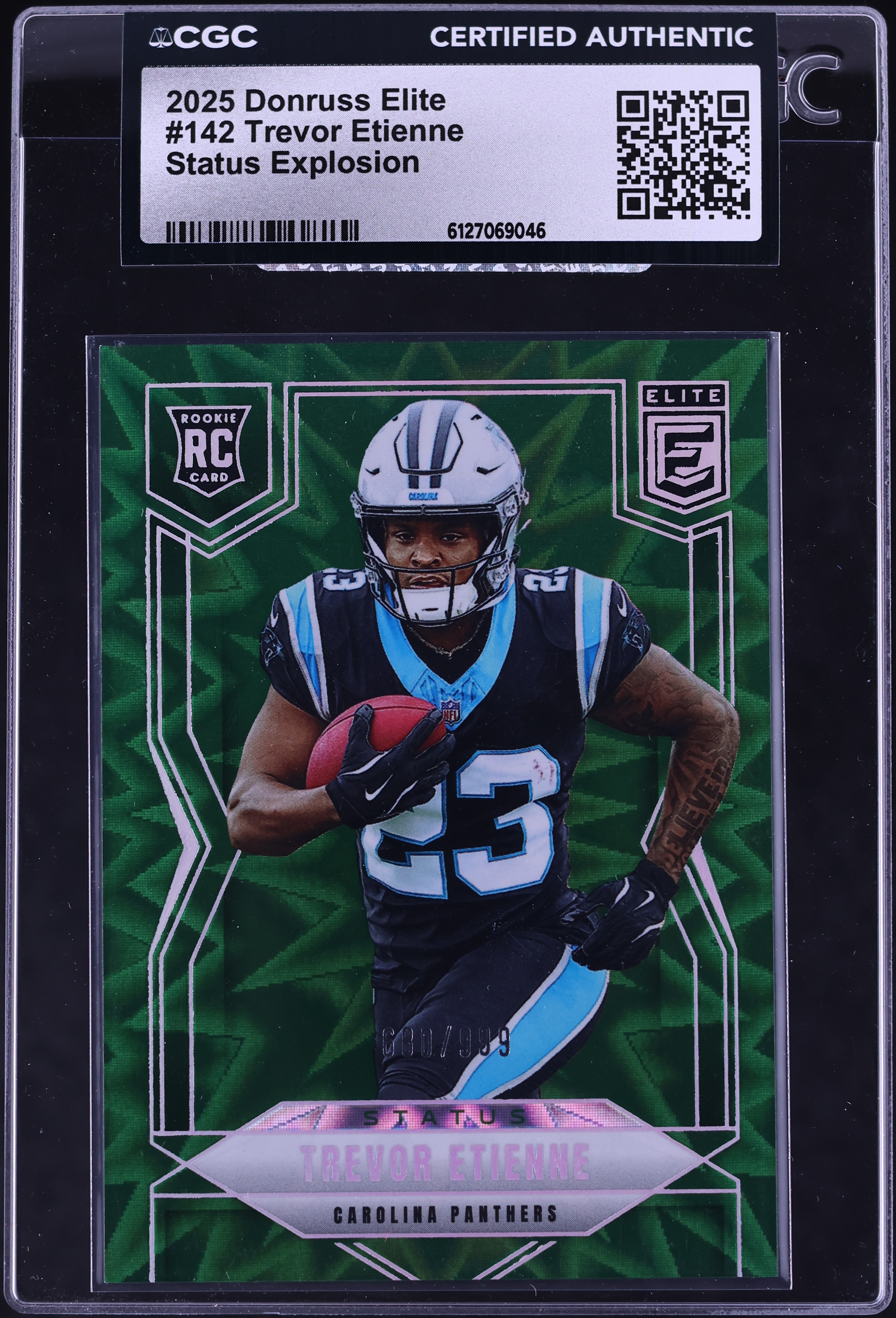 2025 Donruss Elite Football Status Explosion Trevor Etienne #142 CGC AUTH
