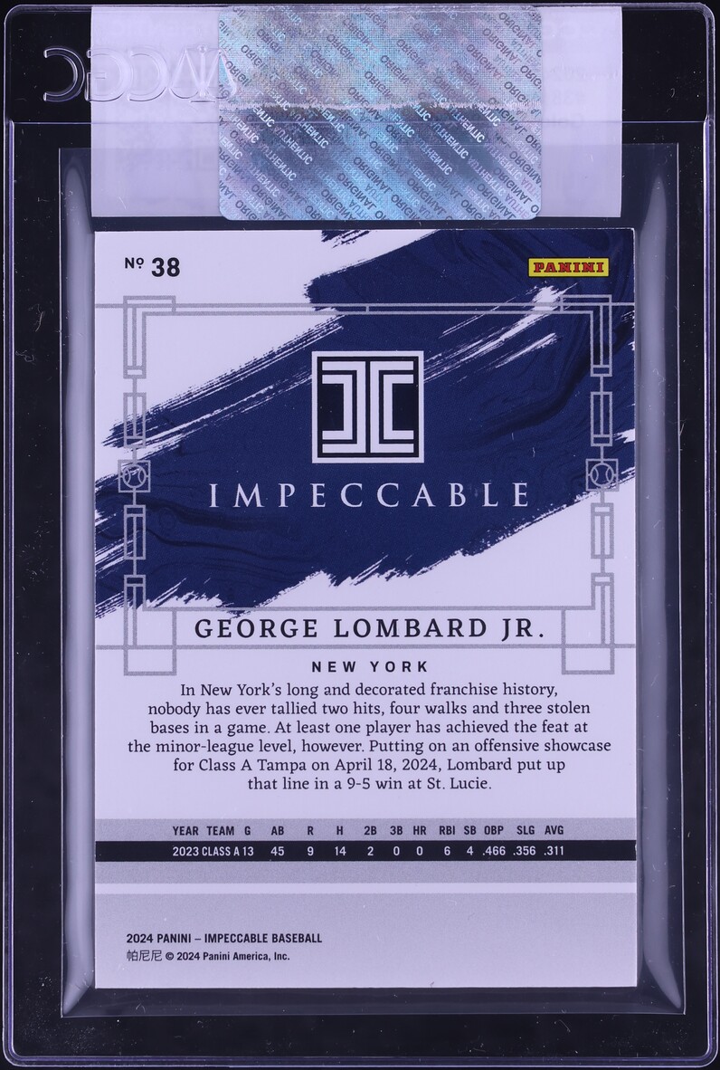 2024 Panini Impeccable Gold George Lombard Jr. /30 #38 CGC AUTH