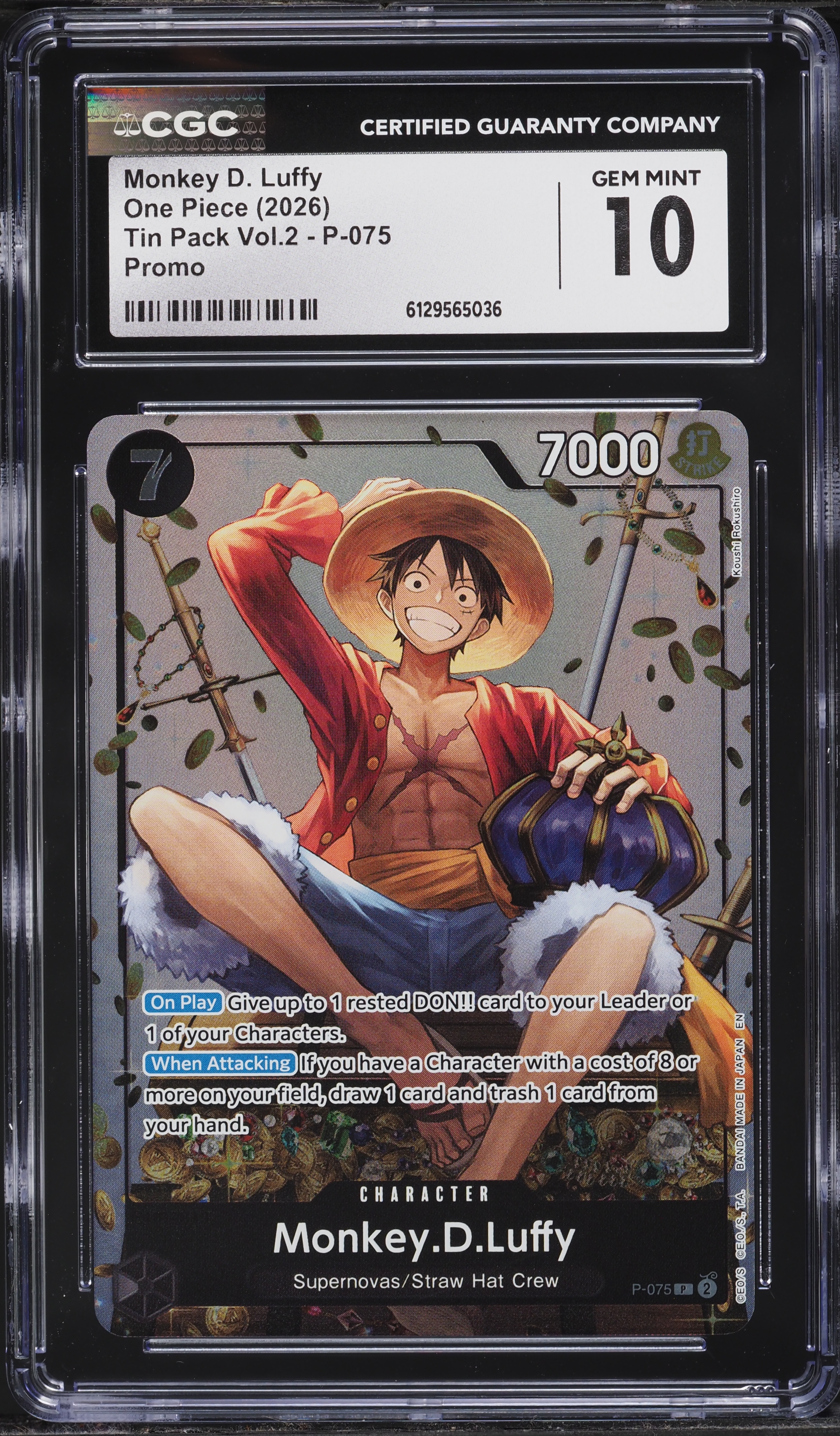 2026 One Piece Promo Tin Pack Vol.2 Monkey D. Luffy #P-075 CGC 10