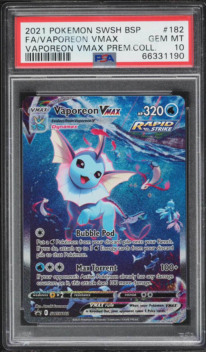 2021 Pokemon Sword & Shield Promo VMAX Premium Collection Vaporeon VMAX #182 PSA 10 GEM MINT
