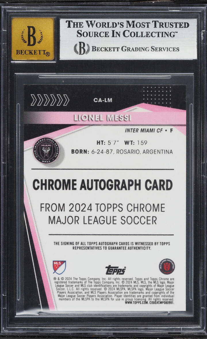 2024 Topps Chrome MLS Black Refractor Lionel Messi AUTO /10 #CA-LM BGS 9 MINT