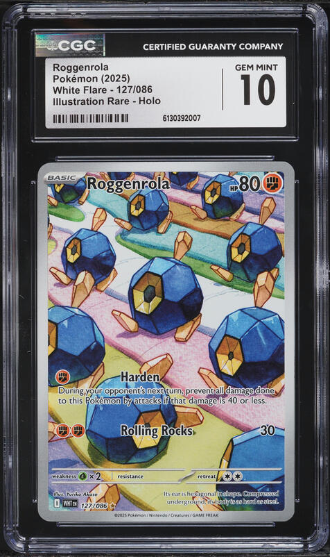 2025 Pokemon Scarlet & Violet White Flare IR Roggenrola #127 CGC 10 GEM MINT