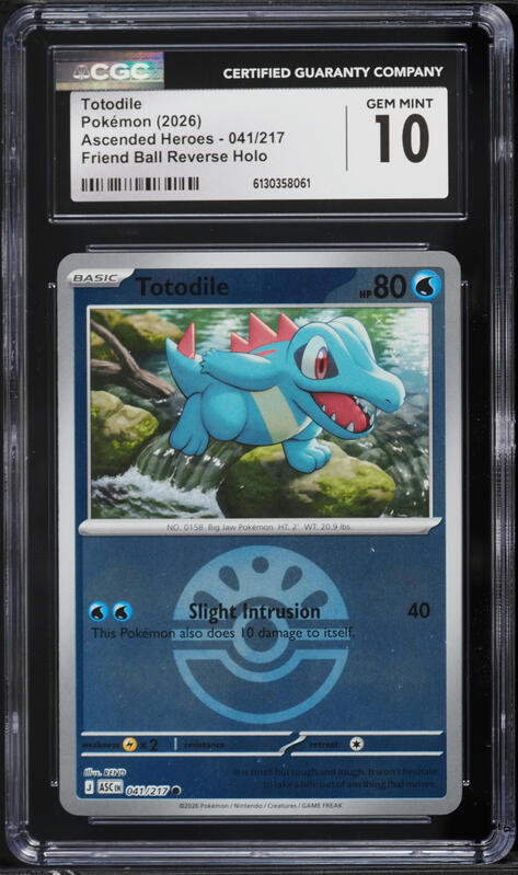 2026 Pokemon Mega Ascended Heroes Friend Ball Reverse Holo Totodile #41 CGC 10 GEM MINT