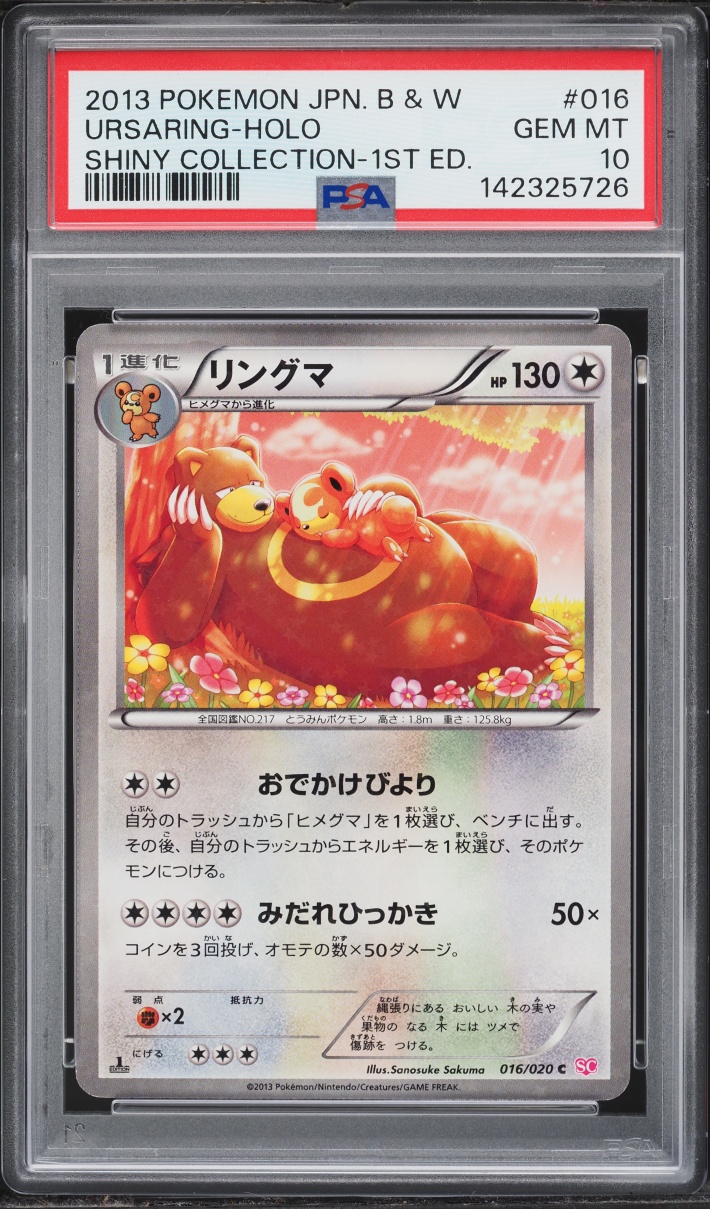 2013 Pokemon Japanese BW Shiny Collection 1st Edition Holo Ursaring #16 PSA 10 GEM MINT