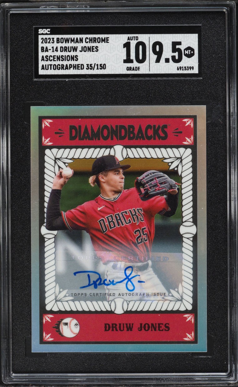 2023 Bowman Chrome Ascensions Druw Jones ROOKIE AUTO /150 #BA-14 SGC 9.5 MINT+