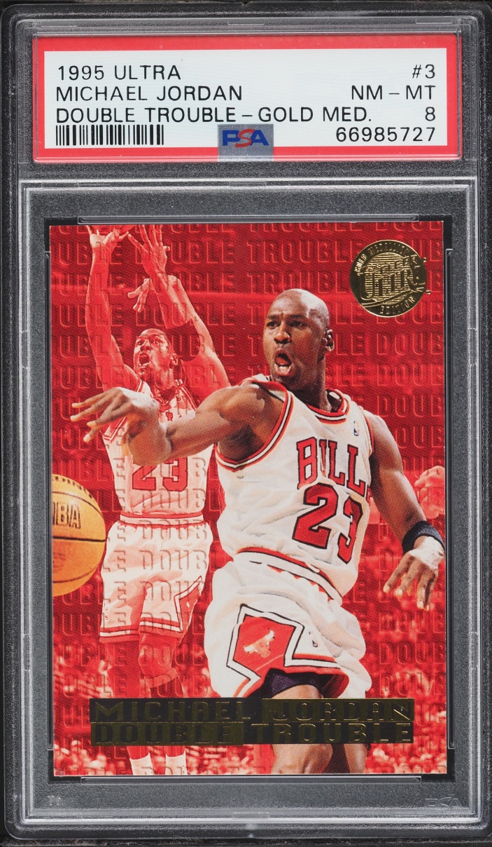 1995 Ultra Double Trouble Gold Medallion Michael Jordan #3 PSA 8