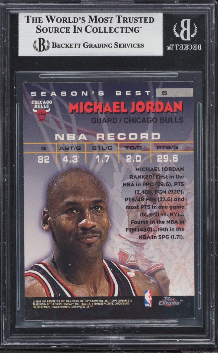 1997 Topps Chrome Season's Best Shooting Stars Michael Jordan #SB6 BGS 8 NM-MT
