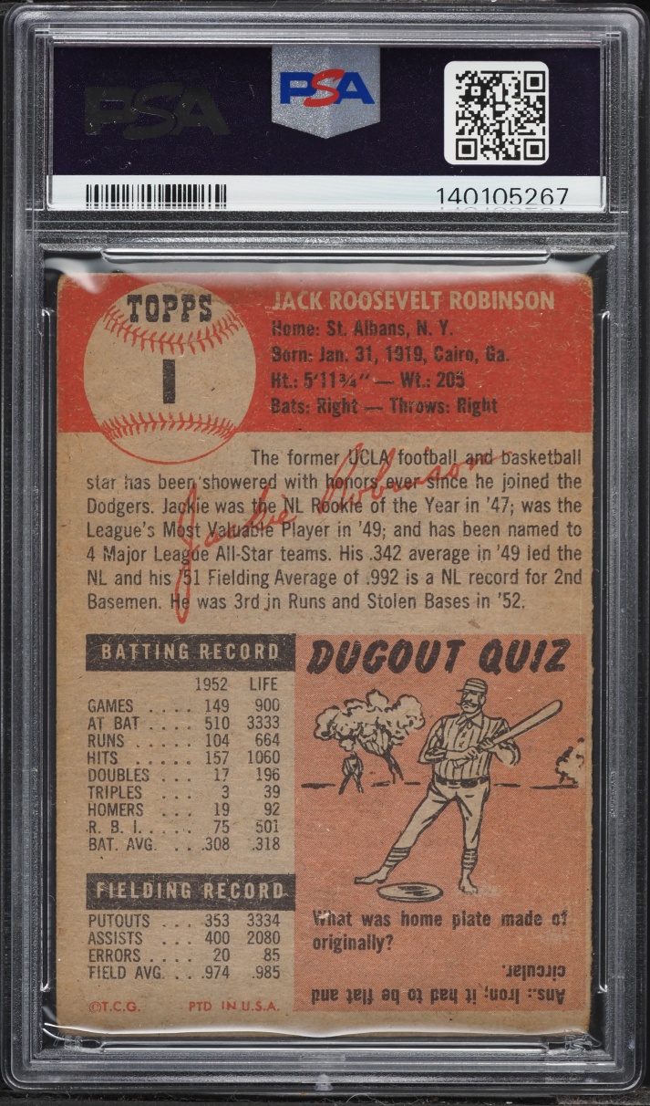 1953 Topps Jackie Robinson #1 PSA 1.5 FR