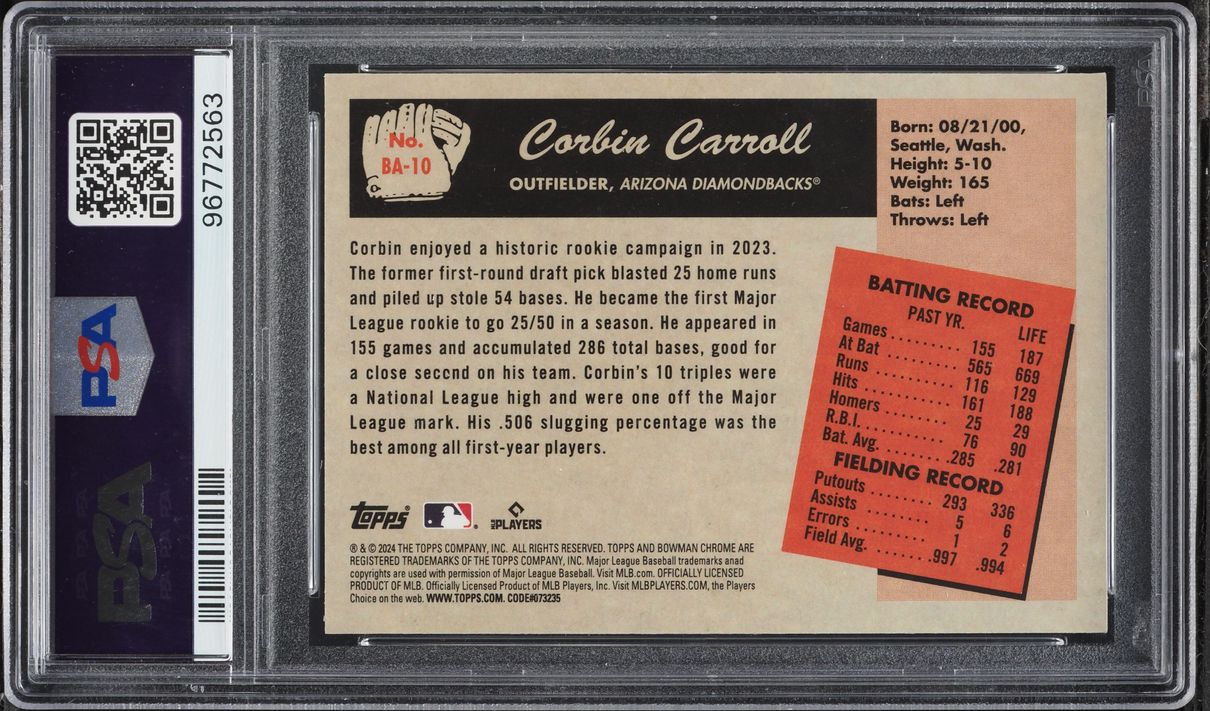 2024 Bowman '55 Anime Corbin Carroll #BA-10 PSA 10 GEM MINT