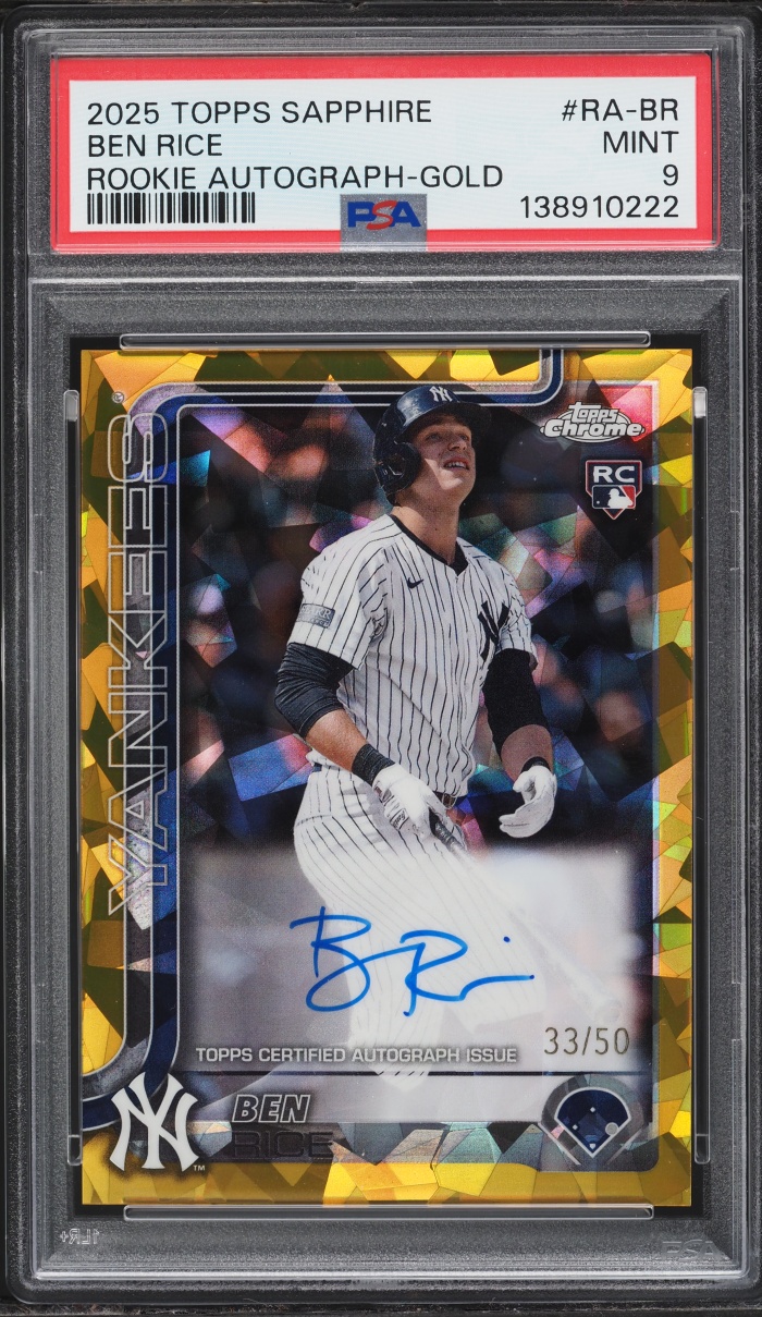 2025 Topps Chrome Sapphire Gold Ben Rice ROOKIE AUTO /50 #RA-BR PSA 9 MINT