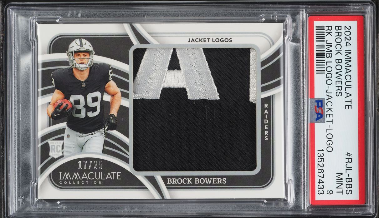2024 Immaculate Collection Jumbo Logos Brock Bowers ROOKIE PATCH /25 #RJL-BBS PSA 9 MINT