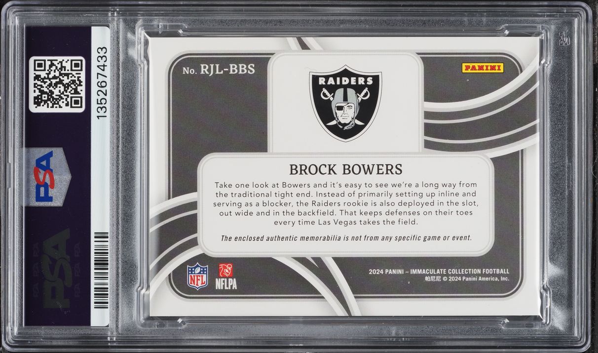 2024 Immaculate Collection Jumbo Logos Brock Bowers ROOKIE PATCH /25 #RJL-BBS PSA 9 MINT