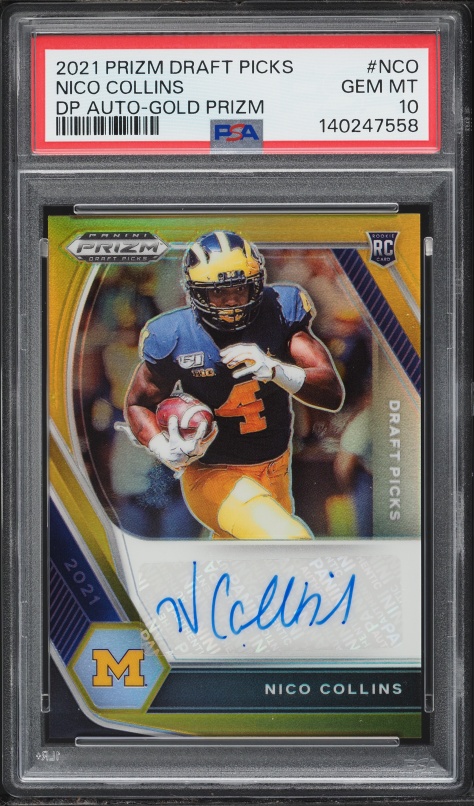 2021 Panini Prizm Draft Picks Gold Prizm Nico Collins ROOKIE AUTO