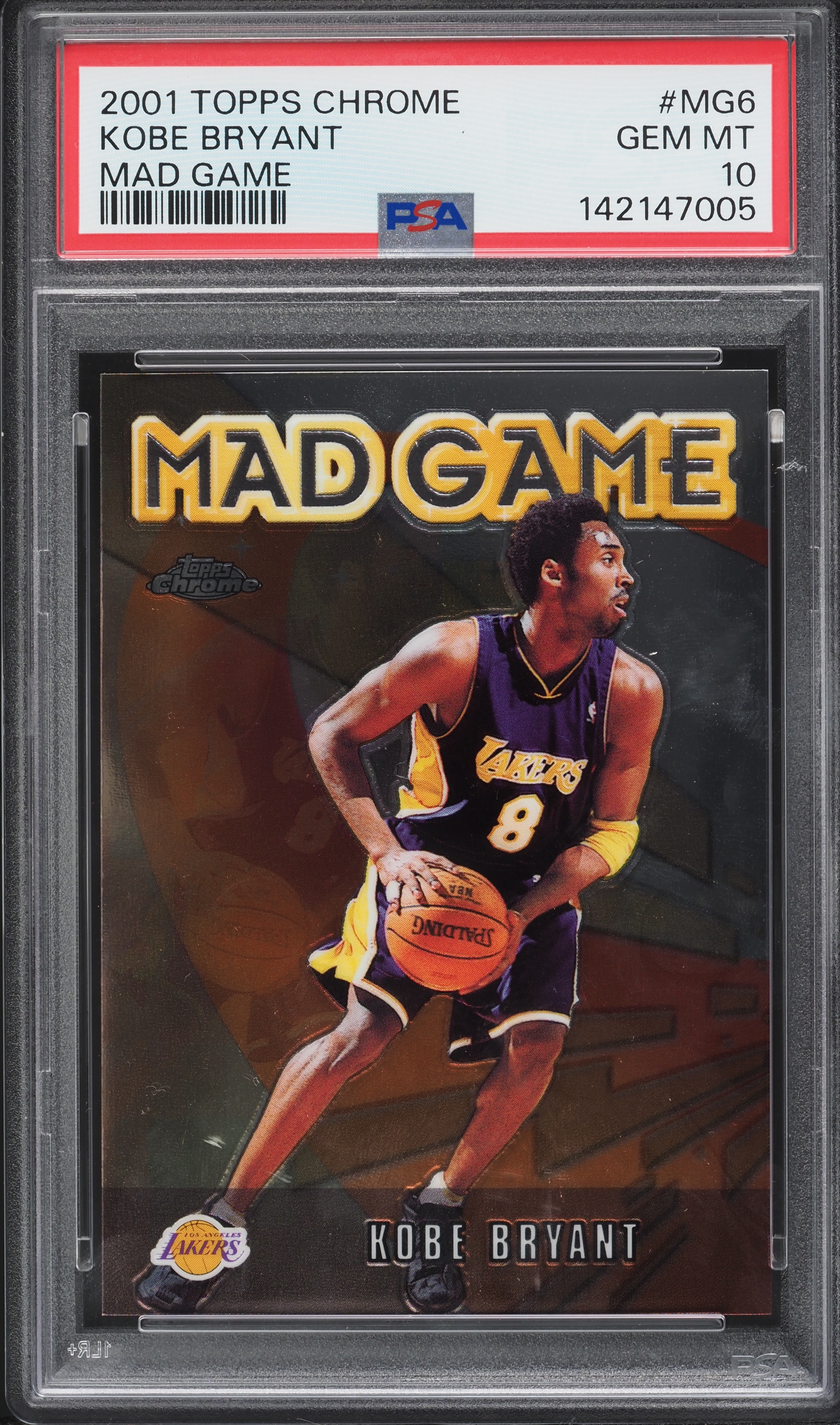 2001 Topps Chrome Mad Game Kobe Bryant #MG6 PSA 10 GEM MINT on