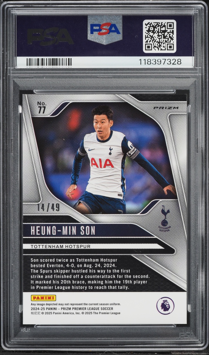 2024 Panini Prizm Premier League Red Lazer Heung-Min Son /49 #77 PSA 10 GEM MINT