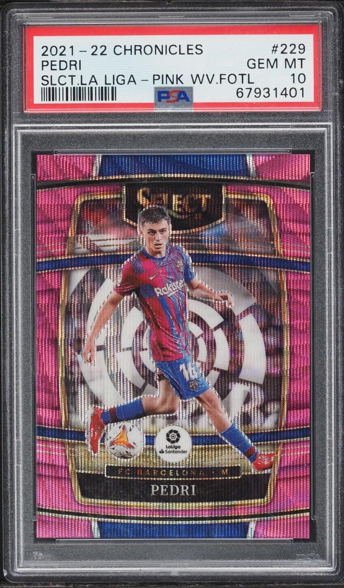 2021 Panini Chronicles Select La Liga Pink Wave FOTL Pedri /19 #229 PSA 10 GEM MINT