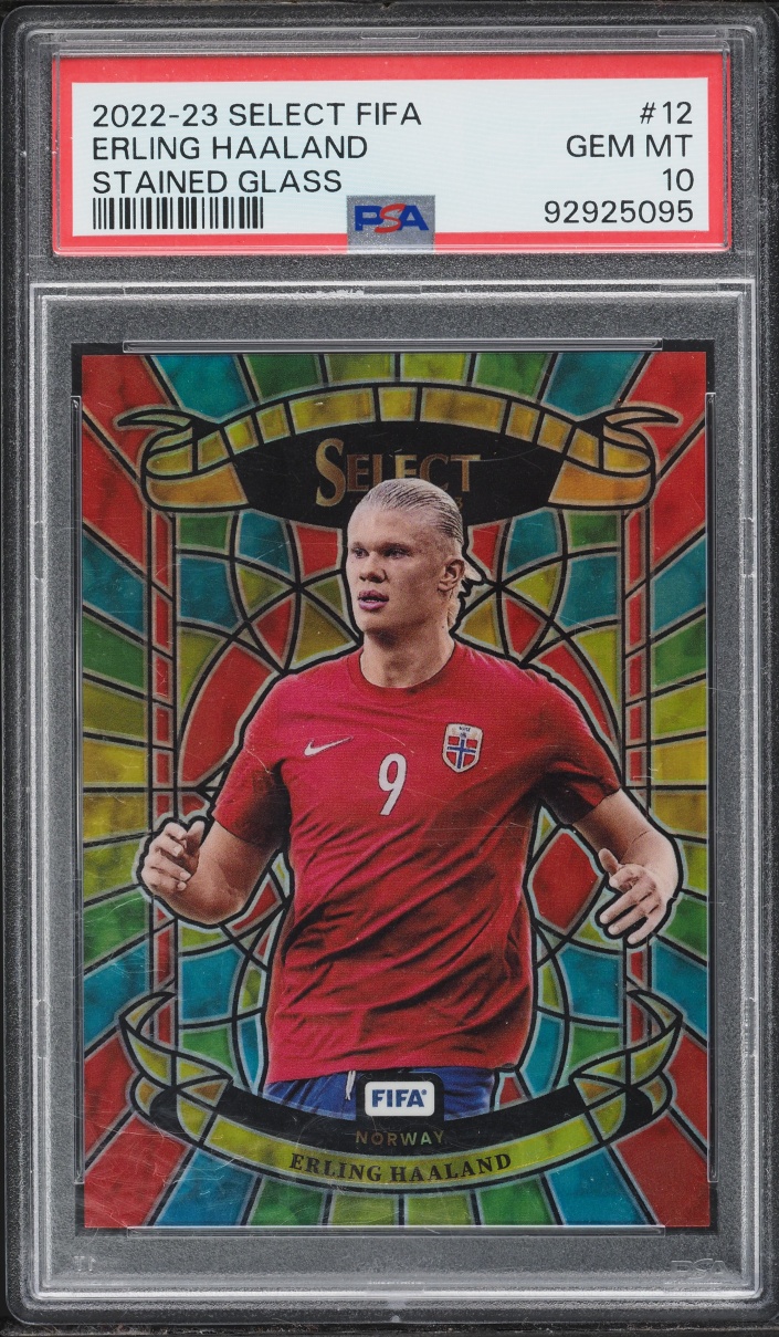 2022 Select FIFA Stained Glass Erling Haaland #12 PSA 10 GEM MINT