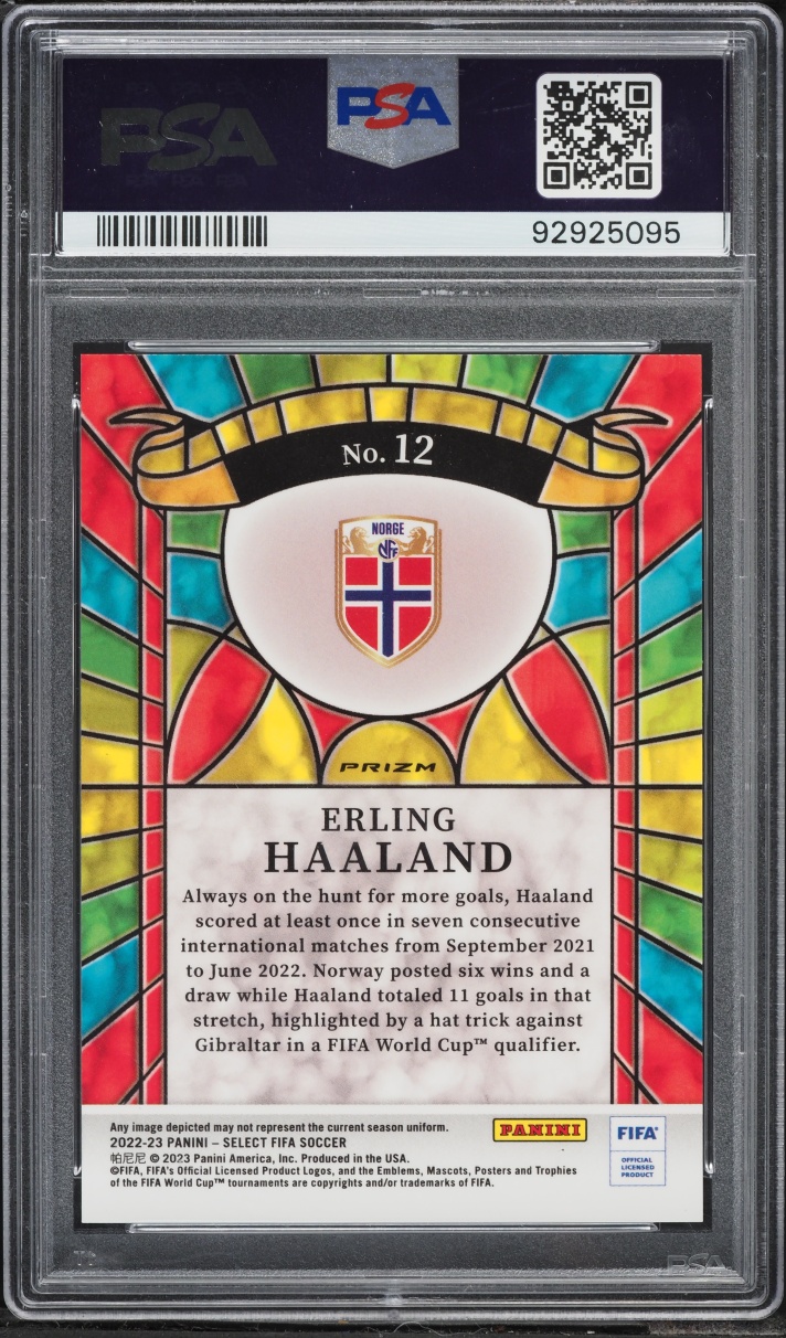 2022 Select FIFA Stained Glass Erling Haaland #12 PSA 10 GEM MINT