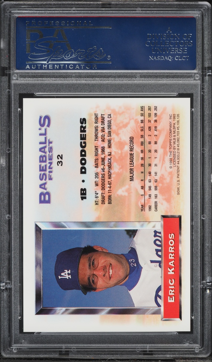 1993 Finest Refractor Eric Karros #32 PSA 9 MINT