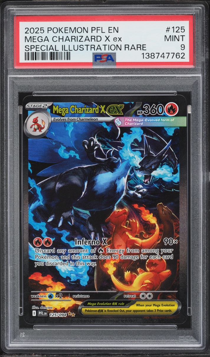 2025 Pokemon Mega Evolution Phantasmal Flames SIR Mega Charizard X ex #125 PSA 9 MINT