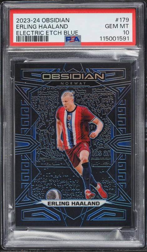 2023 Panini Obsidian Black Colorblast Erling Haaland #11 PSA 9