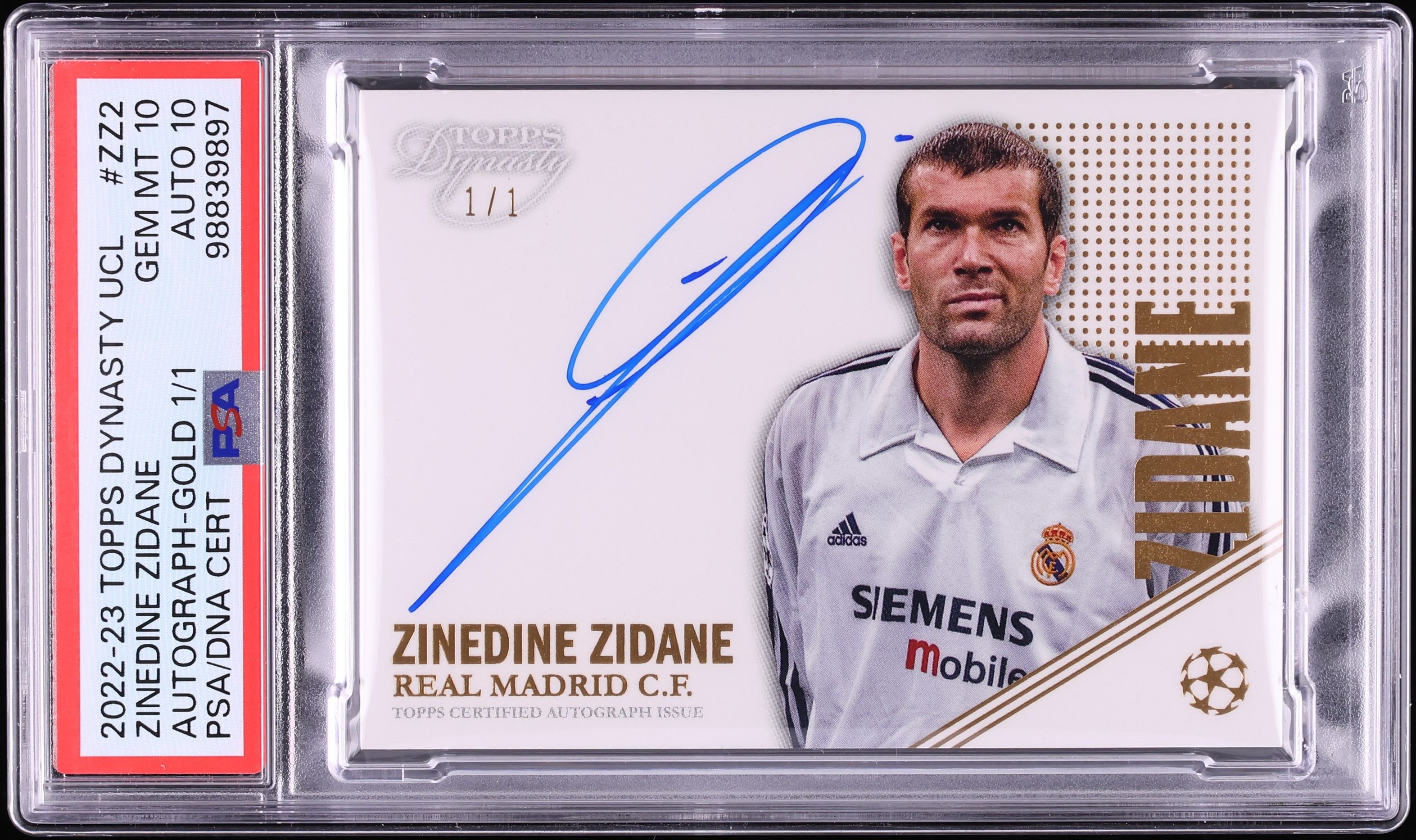 2022 Topps Dynasty UEFA Gold Zinedine Zidane AUTO DNA 10 1/1 #A