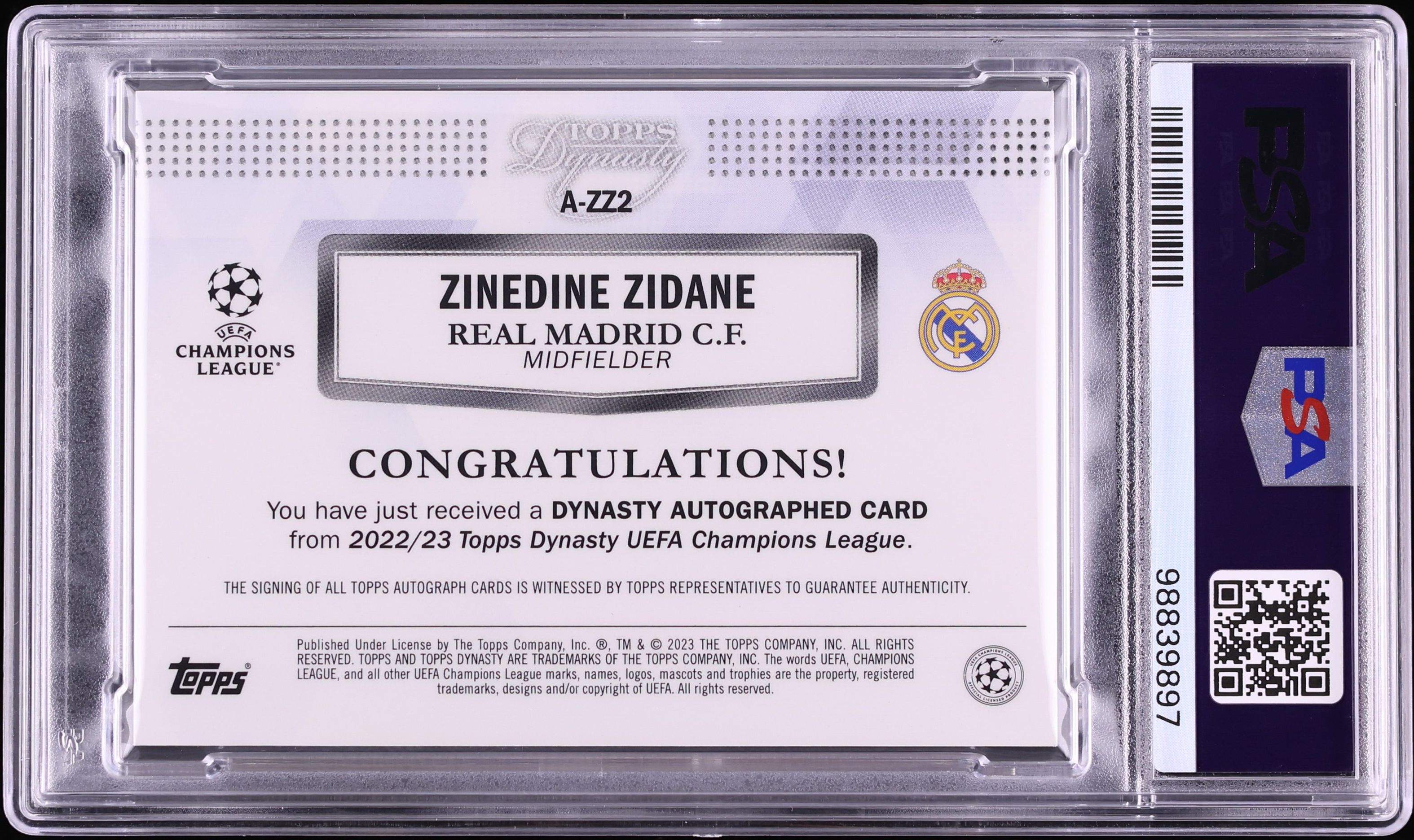 2022 Topps Dynasty UEFA Gold Zinedine Zidane AUTO DNA 10 1/1 #A