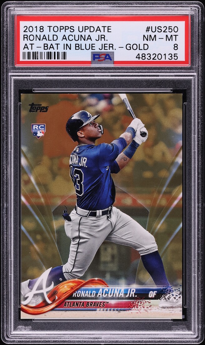 2018 Topps Update Gold Ronald Acuna Jr. ROOKIE /2018 #US250 PSA 8 NM-MT