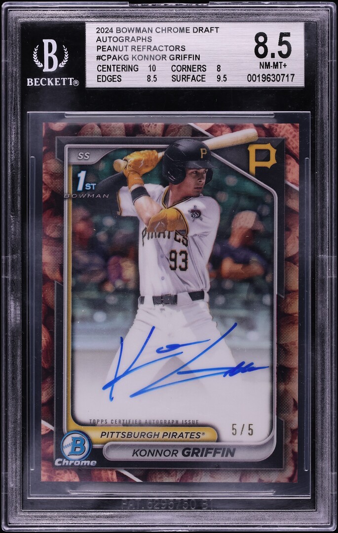 2024 Bowman Chrome Draft Peanut Refractor Konnor Griffin PROSPECT AUTO 5/5 #CPA-KG BGS 8.5
