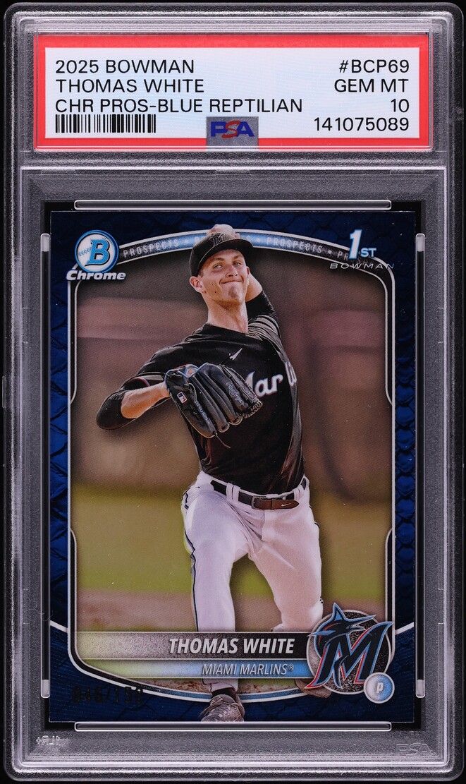 2025 Bowman Chrome Blue Reptilian Thomas White PROSPECT /150 #BCP-69 PSA 10 GEM MINT