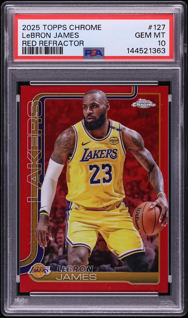 2025 Topps Chrome Red Refractor LeBron James /5 #127 PSA 10 GEM MINT