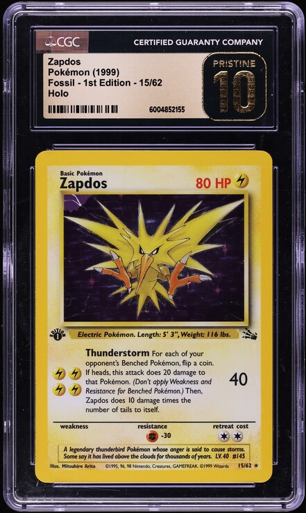 1999 Pokemon Base Set Shadowless 1st Edition Holo Zapdos #16 PSA 9 MINT on Fanatics Collect 1999 Pokemon Base Set Shadowless 1st Edition Holo Zapdos #16 PSA 9 MINT on Fanatics Collect