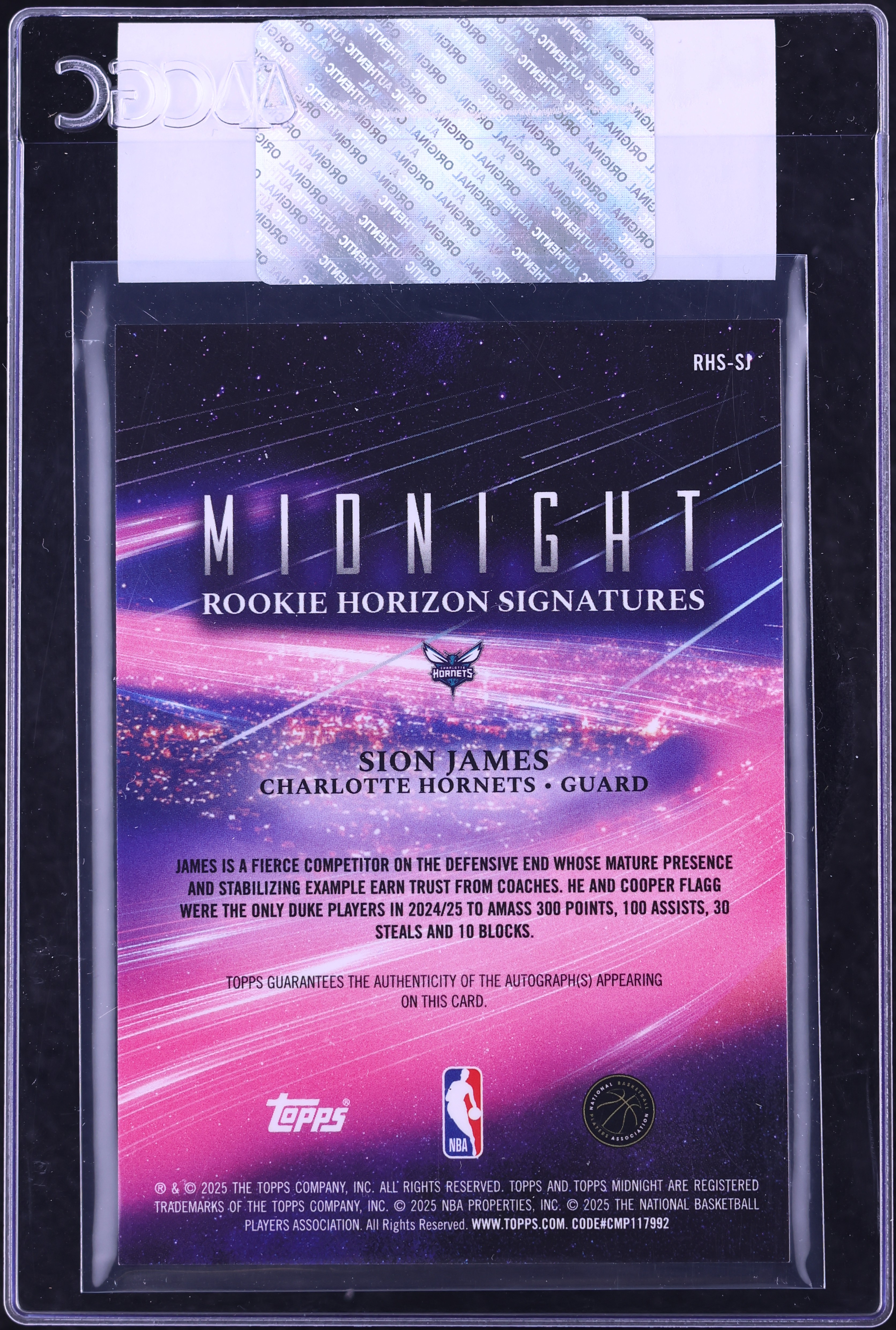 2025 Topps Midnight Horizon Moon Beam Sion James ROOKIE AUTO #RHS 