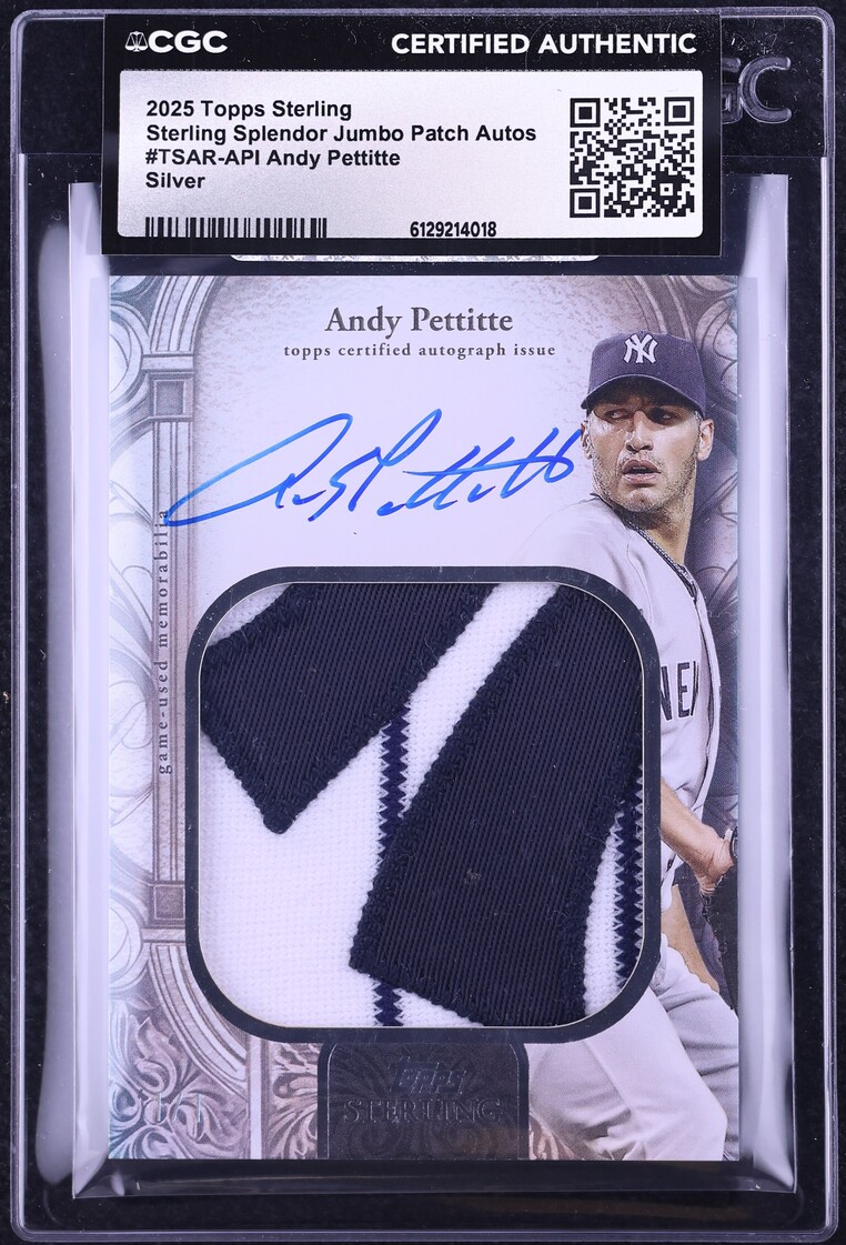2025 Topps Sterling Splendor Jumbo Silver Andy Pettitte PATCH AUTO 1/1 #TSAR-API CGC AUTH