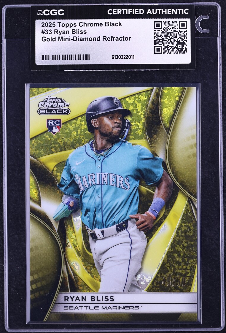 2025 Topps Chrome Black Gold Mini Diamond Refractor Ryan Bliss ROOKIE /50 #33 CGC AUTH