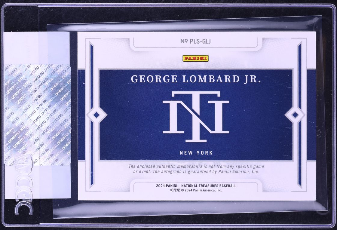 2024 National Treasures Lumber Holo Silver George Lombard Jr. ROOKIE PATCH AUTO /25 CGC AUTH