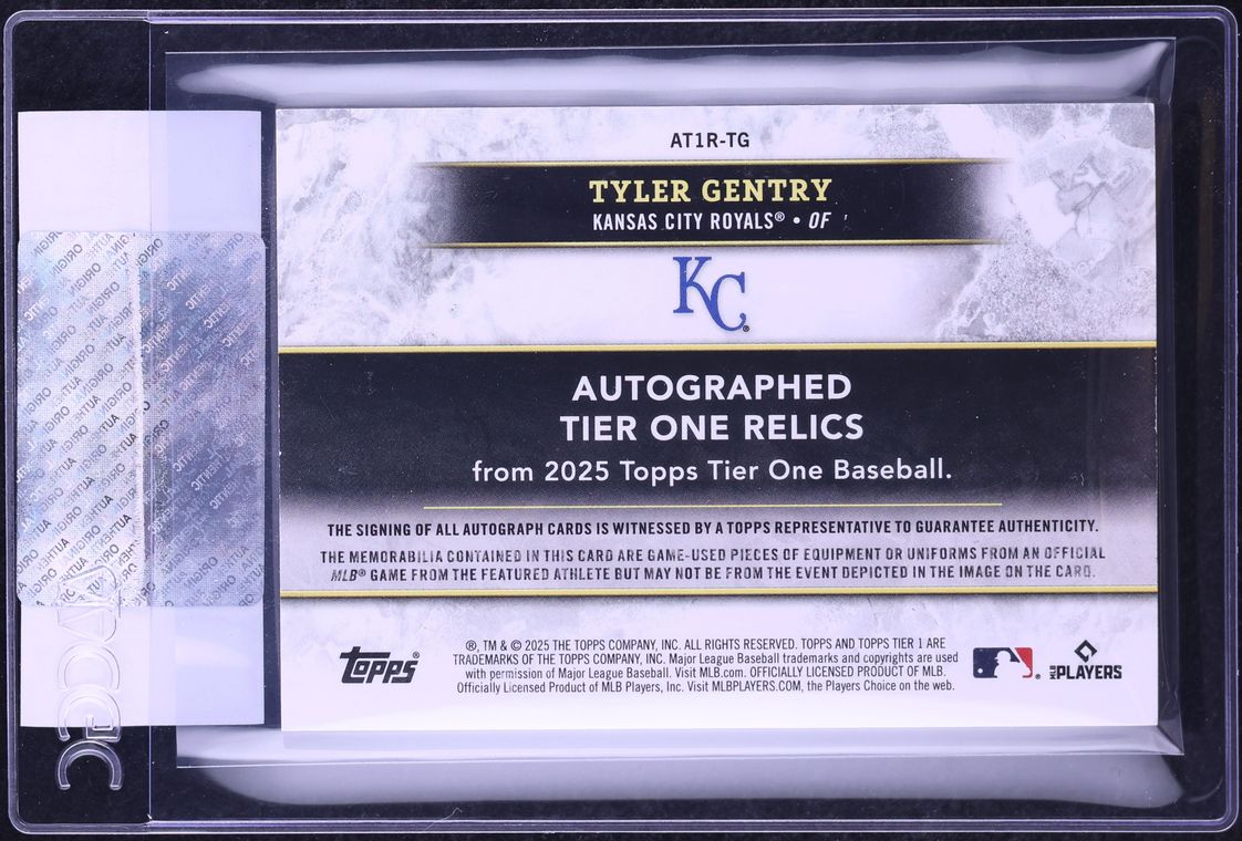 2025 Topps Tier One Green Triple Tyler Gentry ROOKIE PATCH AUTO /49 #AT1R-TG CGC AUTH