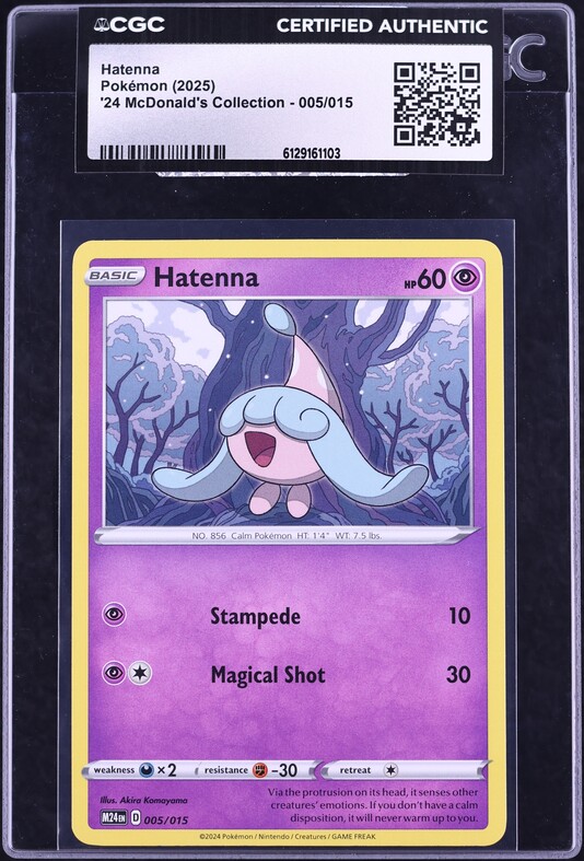 2025 Pokemon '24 McDonald's Collection Hatenna #5 CGC AUTH