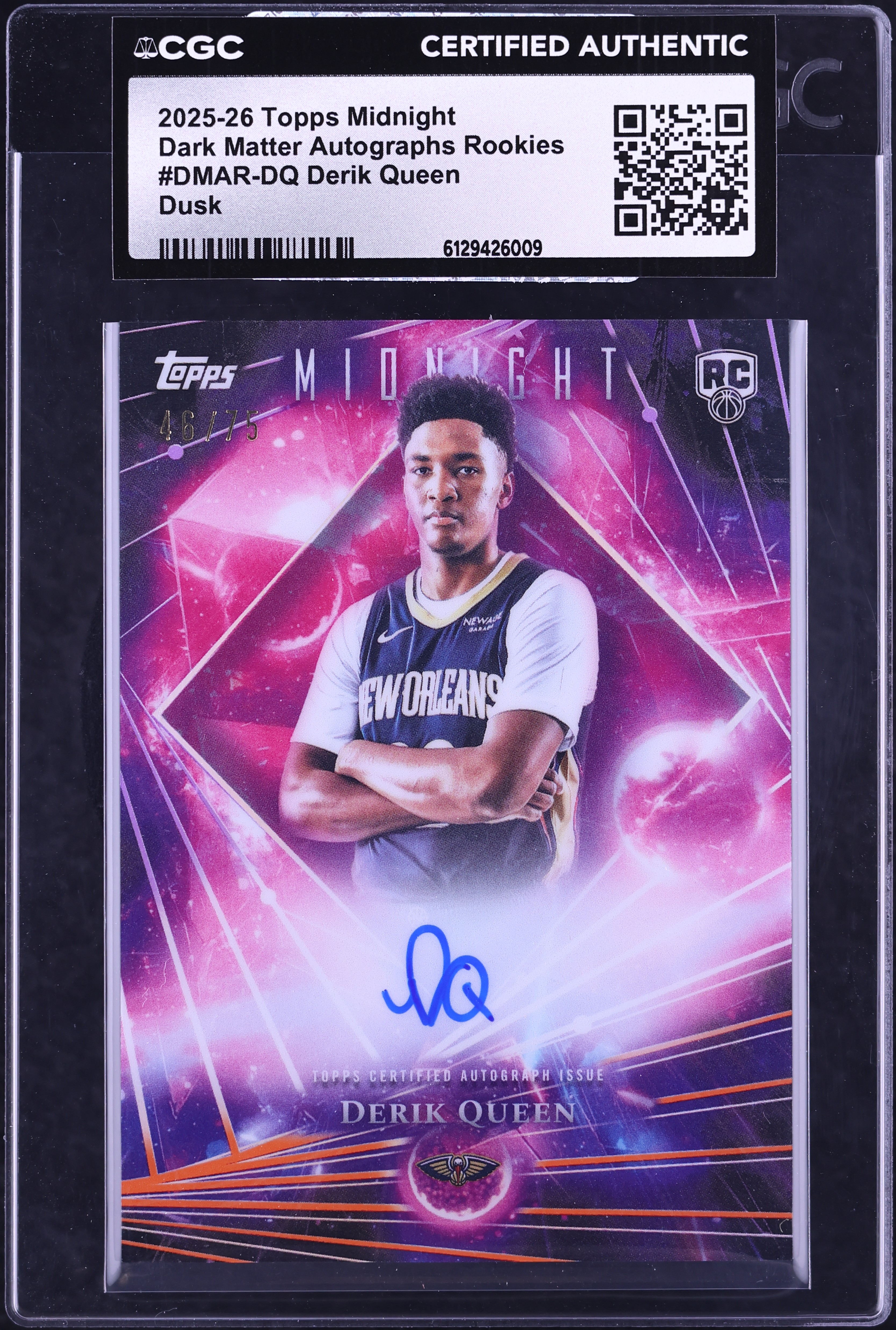 2025 Topps Midnight Dark Matter Dusk Derik Queen ROOKIE AUTO /75