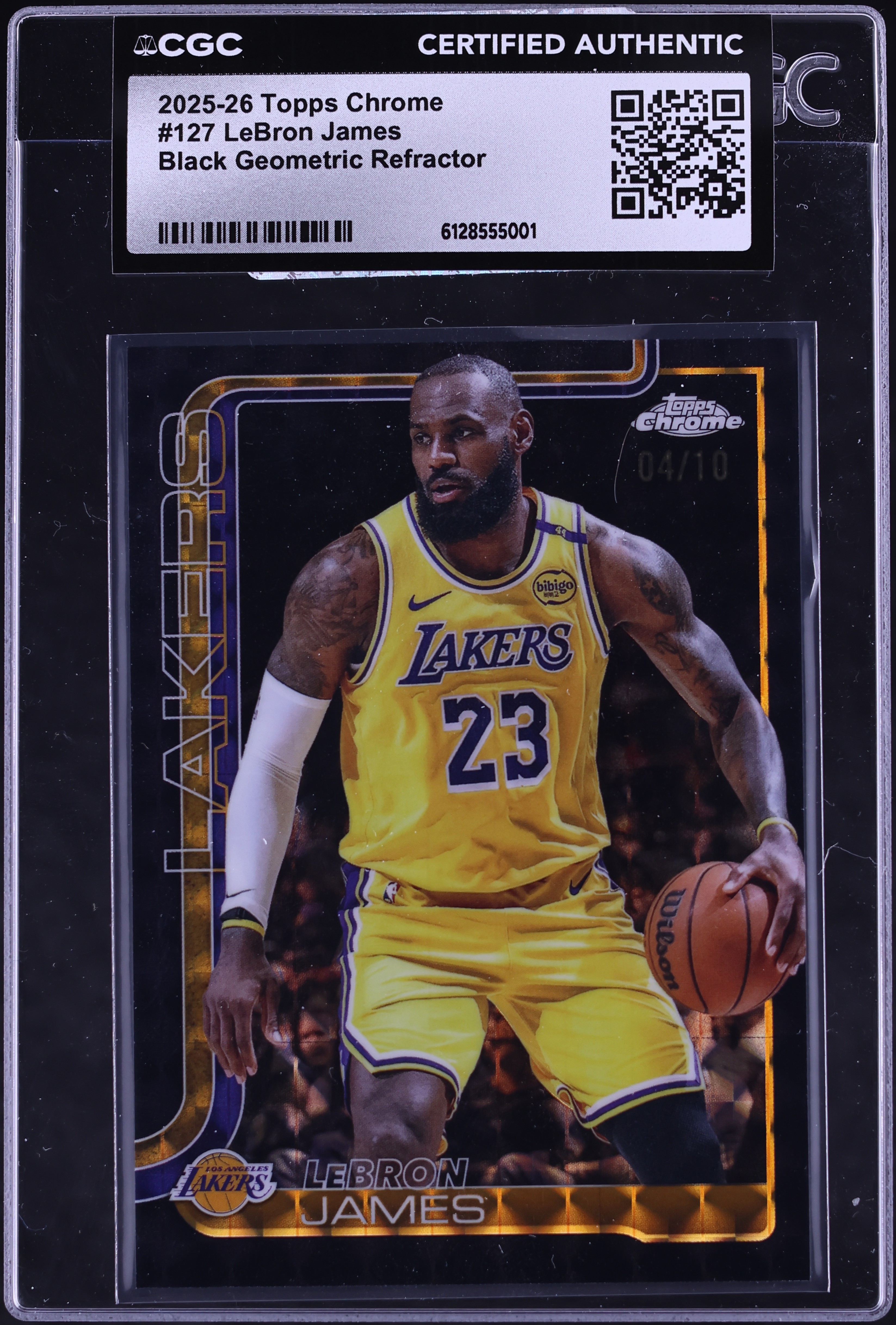 2025 Topps Chrome Black Geometric Refractor LeBron James /10 #127