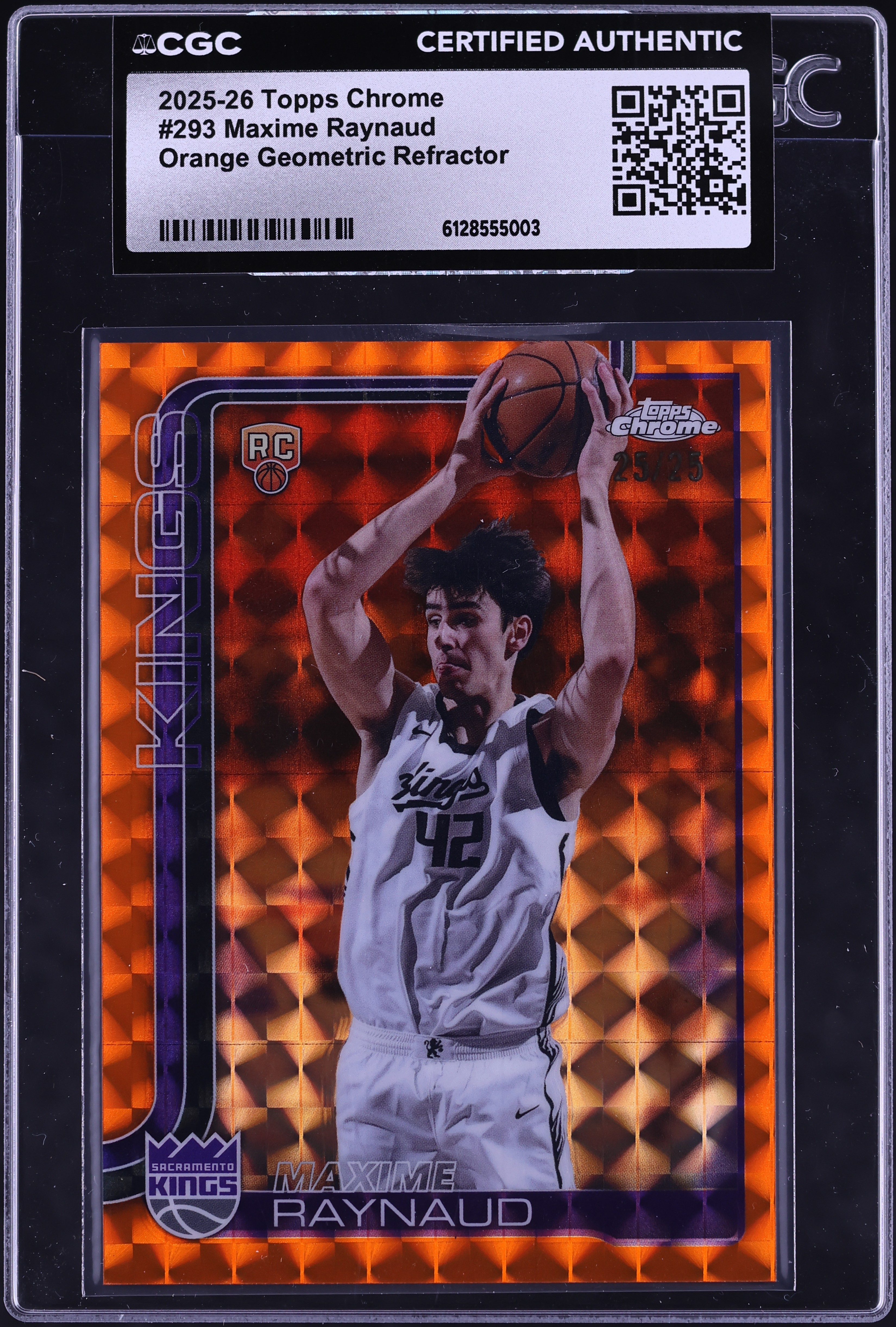 2025 Topps Chrome Orange Geometric Refractor Maxime Raynaud ROOKIE 